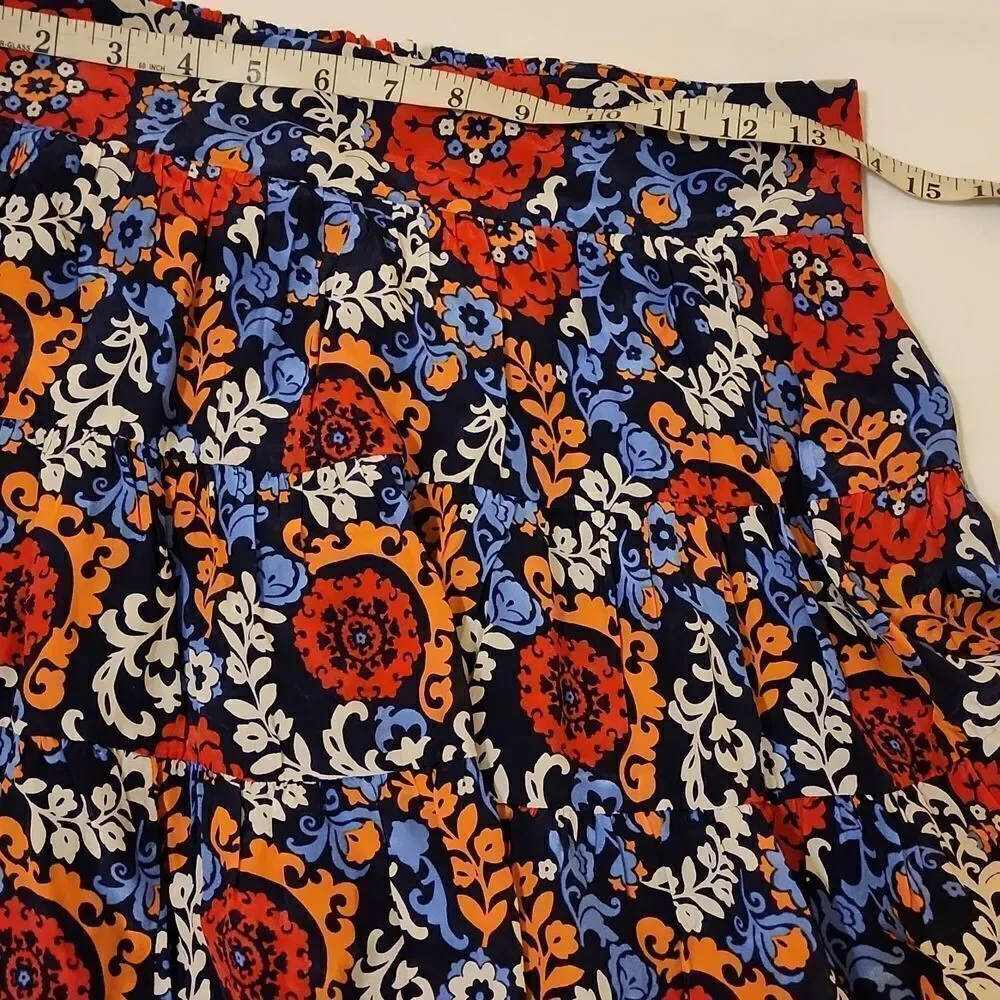 Maeve X Anthropologie Blue‎ Floral Print Flowy Smocked Mini Skirt S Petite